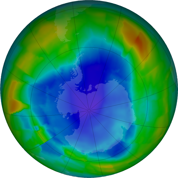 Antarctic ozone map for 23 August 2011